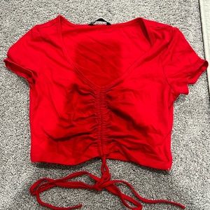 SHEIN Red Crop Top with Tie Size S